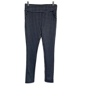 Shosho Gingham Plaid Leggings Large Gray Black High Waist Stretch Skinny Pants